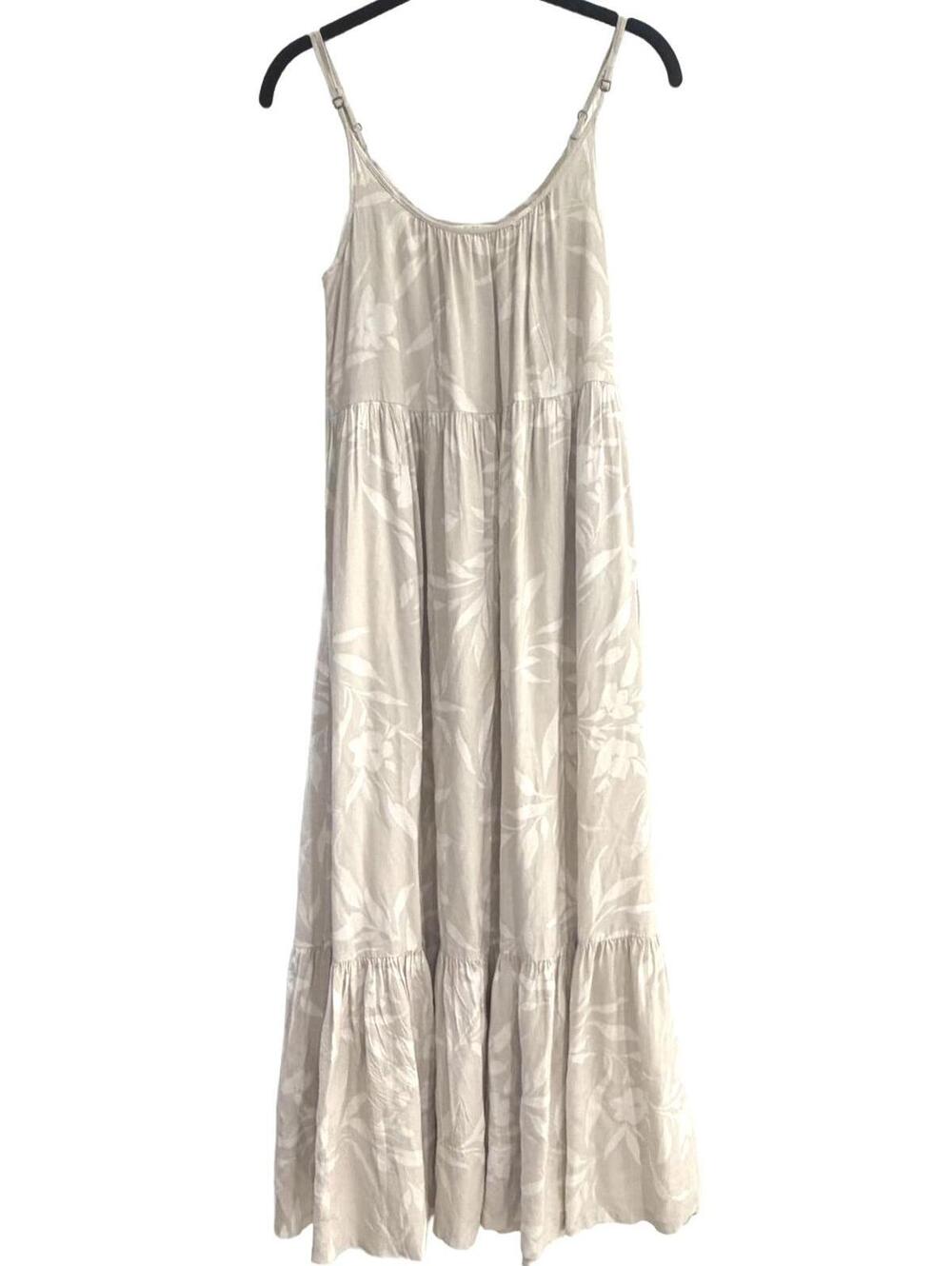Z Supply Lido Floral Maxi Dress Sandstone Cream Beige Boho Size XS